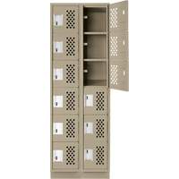 Assembled Lockerettes Clean Line Perforated Economy Lockers, 6 -tier, Bank of 2, 18" x 72" x 12", Steel Auto-Cam