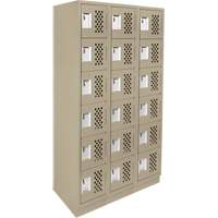 Assembled Lockerettes Clean Line Perforated Economy Lockers, 6 -tier, Bank of 3, 18" x 72" x 12", Steel Auto-Cam