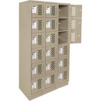 Assembled Lockerettes Clean Line Perforated Economy Lockers, 6 -tier, Bank of 3, 18" x 72" x 12", Steel Auto-Cam