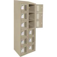 Assembled Lockerettes Clean Line Perforated Economy Lockers, 6 -tier, Bank of 2, 18" x 72" x 12", Steel Auto-Cam