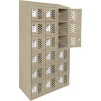 Assembled Lockerettes Clean Line Perforated Economy Lockers, 6 -tier, Bank of 3, 18" x 72" x 12", Steel Auto-Cam