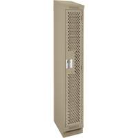 Clean Line Lockers, 12" x 18" x 82", Steel, Beige, Rivet (Assembled), Perforated Auto-Cam