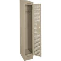 Clean Line Lockers, 12" x 18" x 82", Steel, Beige, Rivet (Assembled), Perforated Auto-Cam