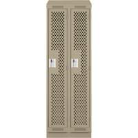 Clean Line Lockers, Bank of 2, 24" x 18" x 82", Steel, Beige, Rivet (Assembled), Perforated Auto-Cam