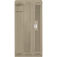 Clean Line Lockers, Bank of 3, 36" x 18" x 82", Steel, Beige, Rivet (Assembled), Perforated Auto-Cam