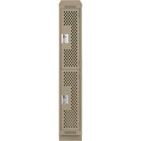 Clean Line Lockers, 2 -tier, 12" x 12" x 82", Steel, Beige, Rivet (Assembled), Perforated Auto-Cam