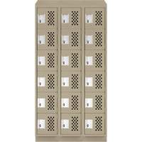 Clean-Line Perforated Lockerette, 6 -tier, Bank of 3, 12" x 72" x 12", Steel Auto-Cam
