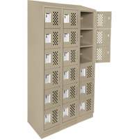 Clean-Line Perforated Lockerette, 6 -tier, Bank of 3, 12" x 72" x 12", Steel Auto-Cam