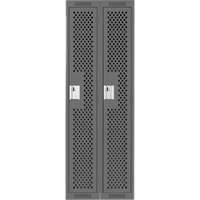 Clean Line Lockers, Bank of 2, 24" x 12" x 72", Steel, Charcoal, Rivet (Assembled), Perforated Auto-Cam