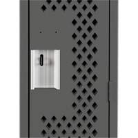 Clean Line Lockers, Bank of 3, 36" x 12" x 72", Steel, Charcoal, Rivet (Assembled), Perforated Auto-Cam