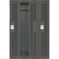 Clean Line Lockers, Bank of 4, 48" x 12" x 72", Steel, Charcoal, Rivet (Assembled), Perforated Auto-Cam