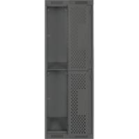 Clean Line Lockers, 2 -tier, Bank of 2, 24" x 12" x 72", Steel, Charcoal, Rivet (Assembled), Perforated Auto-Cam