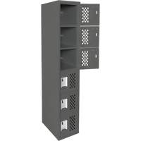 Assembled Lockerettes Clean Line Perforated Economy Lockers, 6 -tier, 18" x 72" x 12", Steel Auto-Cam