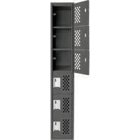 Assembled Lockerettes Clean Line Perforated Economy Lockers, 6 -tier, 18" x 72" x 12", Steel Auto-Cam