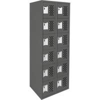 Assembled Lockerettes Clean Line Perforated Economy Lockers, 6 -tier, Bank of 2, 18" x 72" x 12", Steel Auto-Cam