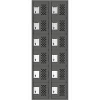 Assembled Lockerettes Clean Line Perforated Economy Lockers, 6 -tier, Bank of 2, 18" x 72" x 12", Steel Auto-Cam