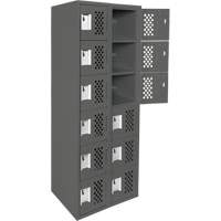 Assembled Lockerettes Clean Line Perforated Economy Lockers, 6 -tier, Bank of 2, 18" x 72" x 12", Steel Auto-Cam