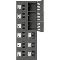 Assembled Lockerettes Clean Line Perforated Economy Lockers, 6 -tier, Bank of 2, 18" x 72" x 12", Steel Auto-Cam