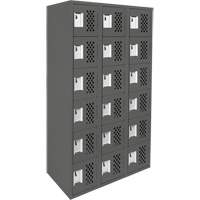 Assembled Lockerettes Clean Line Perforated Economy Lockers, 6 -tier, Bank of 3, 18" x 72" x 12", Steel Auto-Cam