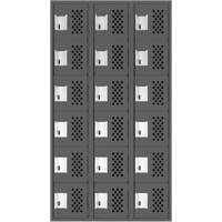 Assembled Lockerettes Clean Line Perforated Economy Lockers, 6 -tier, Bank of 3, 18" x 72" x 12", Steel Auto-Cam