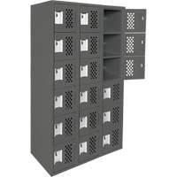 Assembled Lockerettes Clean Line Perforated Economy Lockers, 6 -tier, Bank of 3, 18" x 72" x 12", Steel Auto-Cam