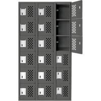 Assembled Lockerettes Clean Line Perforated Economy Lockers, 6 -tier, Bank of 3, 18" x 72" x 12", Steel Auto-Cam