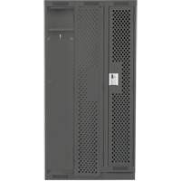 Clean Line Lockers, Bank of 3, 36" x 12" x 76", Steel, Charcoal, Rivet (Assembled), Perforated Auto-Cam
