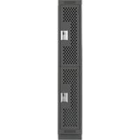 Clean Line Lockers, 2 -tier, 12" x 12" x 76", Steel, Charcoal, Rivet (Assembled), Perforated Auto-Cam