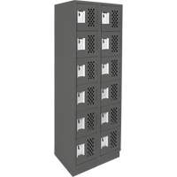Assembled Lockerettes Clean Line Perforated Economy Lockers, 6 -tier, Bank of 2, 18" x 72" x 12", Steel Auto-Cam