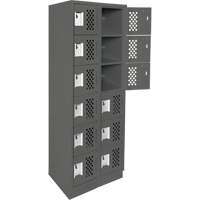 Assembled Lockerettes Clean Line Perforated Economy Lockers, 6 -tier, Bank of 2, 18" x 72" x 12", Steel Auto-Cam