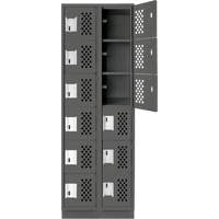 Assembled Lockerettes Clean Line Perforated Economy Lockers, 6 -tier, Bank of 2, 18" x 72" x 12", Steel Auto-Cam