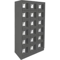 Assembled Lockerettes Clean Line Perforated Economy Lockers, 6 -tier, Bank of 3, 18" x 72" x 12", Steel Auto-Cam