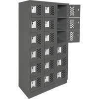Assembled Lockerettes Clean Line Perforated Economy Lockers, 6 -tier, Bank of 3, 18" x 72" x 12", Steel Auto-Cam