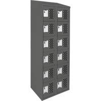 Assembled Lockerettes Clean Line Perforated Economy Lockers, 6 -tier, Bank of 2, 18" x 72" x 12", Steel Auto-Cam