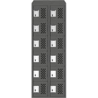 Assembled Lockerettes Clean Line Perforated Economy Lockers, 6 -tier, Bank of 2, 18" x 72" x 12", Steel Auto-Cam