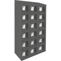Assembled Lockerettes Clean Line Perforated Economy Lockers, 6 -tier, Bank of 3, 18" x 72" x 12", Steel Auto-Cam