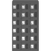 Assembled Lockerettes Clean Line Perforated Economy Lockers, 6 -tier, Bank of 3, 18" x 72" x 12", Steel Auto-Cam