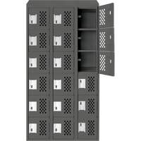 Assembled Lockerettes Clean Line Perforated Economy Lockers, 6 -tier, Bank of 3, 18" x 72" x 12", Steel Auto-Cam