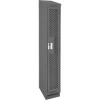 Clean Line Lockers, 12" x 18" x 82", Steel, Charcoal, Rivet (Assembled), Perforated Auto-Cam