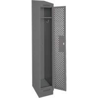 Clean Line Lockers, 12" x 18" x 82", Steel, Charcoal, Rivet (Assembled), Perforated Auto-Cam