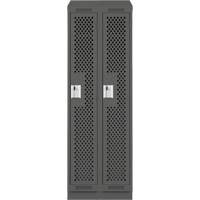 Clean Line Lockers, Bank of 2, 24" x 18" x 82", Steel, Charcoal, Rivet (Assembled), Perforated Auto-Cam
