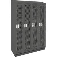 Clean Line Lockers, Bank of 4, 48" x 18" x 82", Steel, Charcoal, Rivet (Assembled), Perforated Auto-Cam