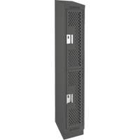 Clean Line Lockers, 2 -tier, 12" x 12" x 82", Steel, Charcoal, Rivet (Assembled), Perforated Auto-Cam