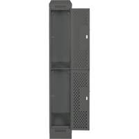 Clean Line Lockers, 2 -tier, 12" x 12" x 82", Steel, Charcoal, Rivet (Assembled), Perforated Auto-Cam