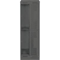 Clean Line Lockers, 2 -tier, Bank of 2, 24" x 12" x 82", Steel, Charcoal, Rivet (Assembled), Perforated Auto-Cam