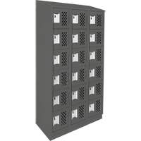 Clean-Line Perforated Lockerette, 6 -tier, Bank of 3, 12" x 72" x 12", Steel Auto-Cam