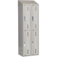 Concorde Heavy-Duty Lockers, 2 -tier, Bank of 2, 24" x 18" x 78", Steel, Grey, Welded (Assembled) Auto-Cam