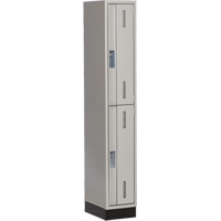 Concorde Heavy-Duty Lockers, 2 -tier, 12" x 18" x 76", Steel, Grey, Welded (Assembled) Auto-Cam