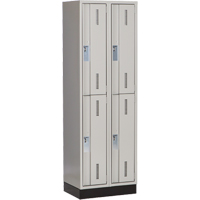 Concorde Heavy-Duty Lockers, 2 -tier, Bank of 2, 24" x 18" x 76", Steel, Grey, Welded (Assembled) Auto-Cam