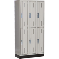 Concorde Heavy-Duty Lockers, 2 -tier, Bank of 3, 36" x 18" x 76", Steel, Grey, Welded (Assembled) Auto-Cam